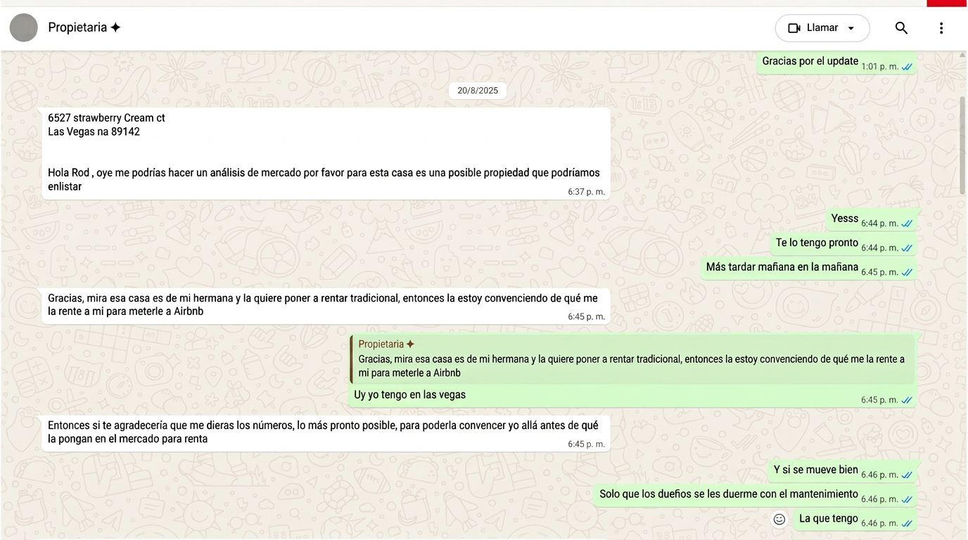 Mensaje de un propietario (nombre y foto reservados)