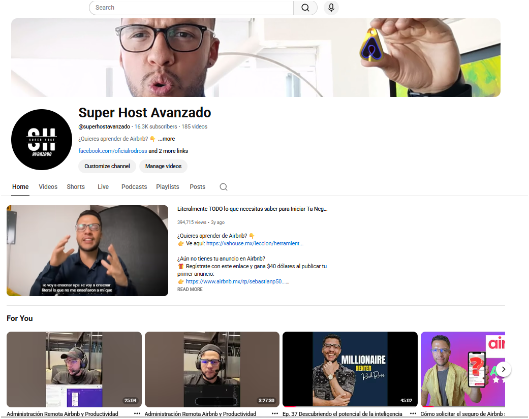 Canal de YouTube de Rod Ross con 16K suscriptores